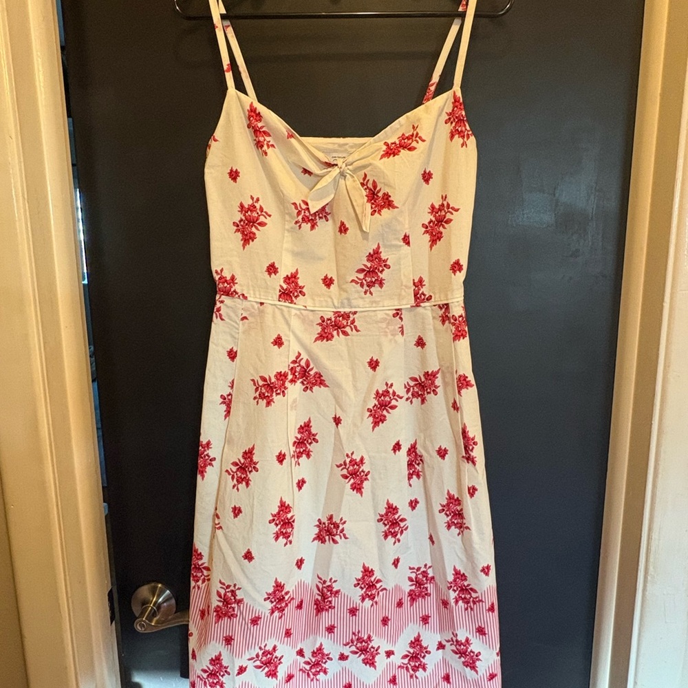 Vintage Loft Red White Floral Dress Cotton Sundress Retro Cottagecore Size 4